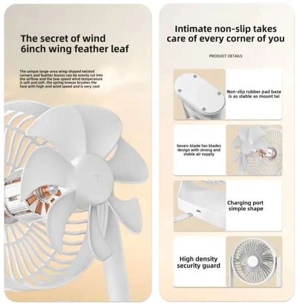 Double-Head High Wind Air Circulation Desktop Fan Portable Double-Layer Cooling Fan