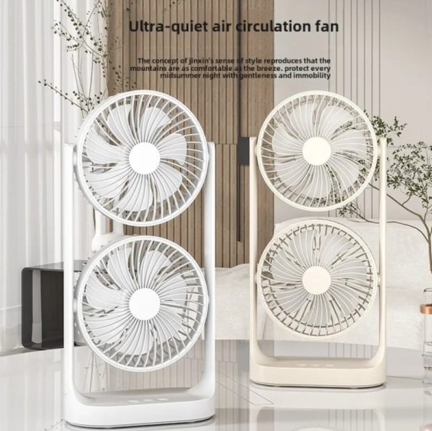 Double-Head High Wind Air Circulation Desktop Fan Portable Double-Layer Cooling Fan